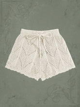 ROMWE Hippie Summer Drawstring Waist Pointelle Crochet Knit Shorts shein